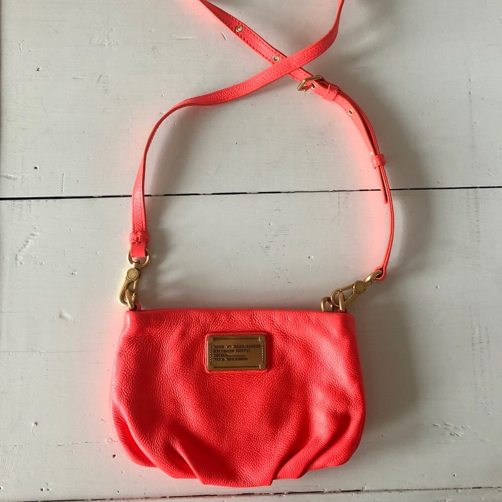 Marc Jacobs neon Pink Leather Percy Crossbody